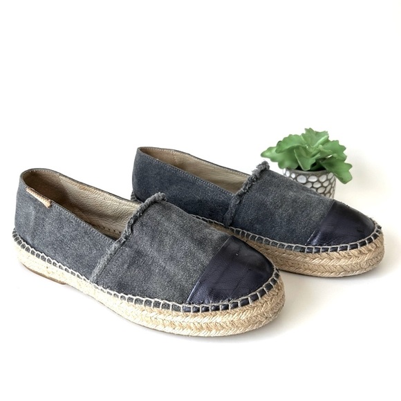 Anthropologie Mint & Rose Amalfi Espadrilles Navy Blue Metallic Cap Toe Size 8 - Picture 6 of 16